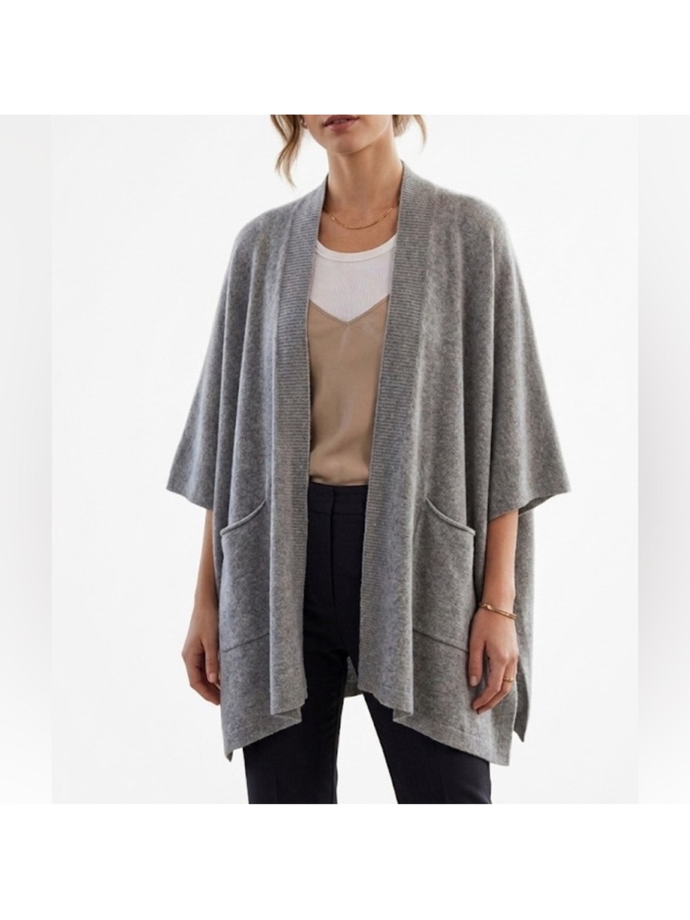 Golden Tna Roohan Wrap Wool Knit Sweater Poncho Grey Aritzia